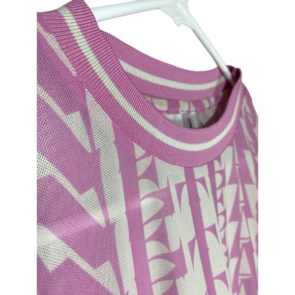 One Teaspoon Mesh Top XSMALL(Runs Big) Pink White Logo Sheer Long Sleeve - Picture 2 of 6
